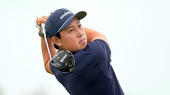 Dylan Wu laughs at himself after five-putting his first hole in the third round at the US Open