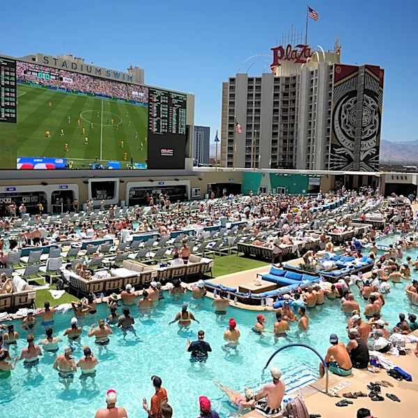 One Extraordinary Photo: Las Vegas pool watch party of the Australia-US match