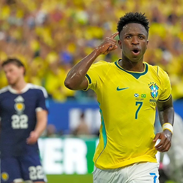 Vinícius Júnior scores 2 goals as Brazil beats Scotland 3-0 to win its World Cup group