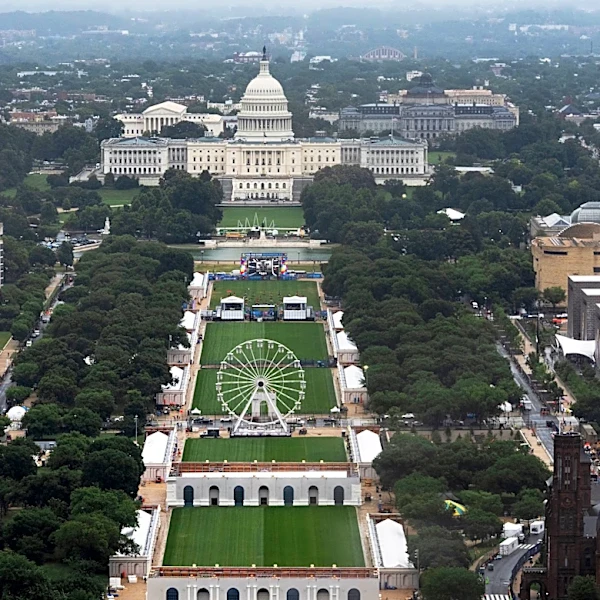 The Latest: Crowd gathers on the National Mall to hear Trump rally for America 250 kickoff