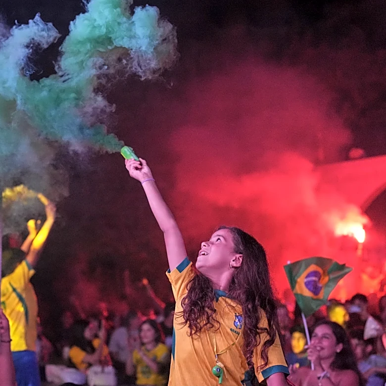 Lebanon's Brazil fans celebrate a World Cup Round of 32 win, in photos