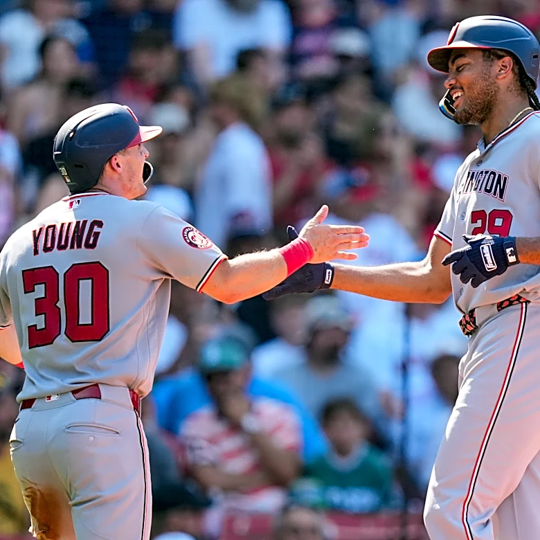 James Woods hits a 3-run homer as the Nationals beat the Red Sox 10-2 to take the series