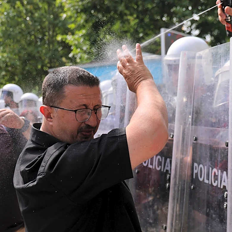 Albanian police use tear gas and pepper spray as Tirana protest turns violent