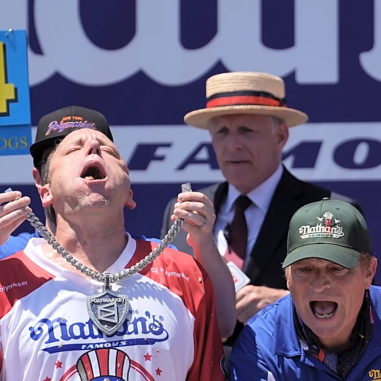 Joey Chestnut eats 66 hot dogs to again claim Mustard Belt at Nathan's Famous contest