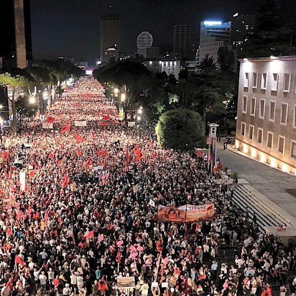 Albanians take to the streets in protest for the 35th night in a row