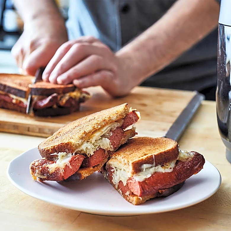 A hot dog Reuben is the deli classic you didn't expect to make in an air fryer
