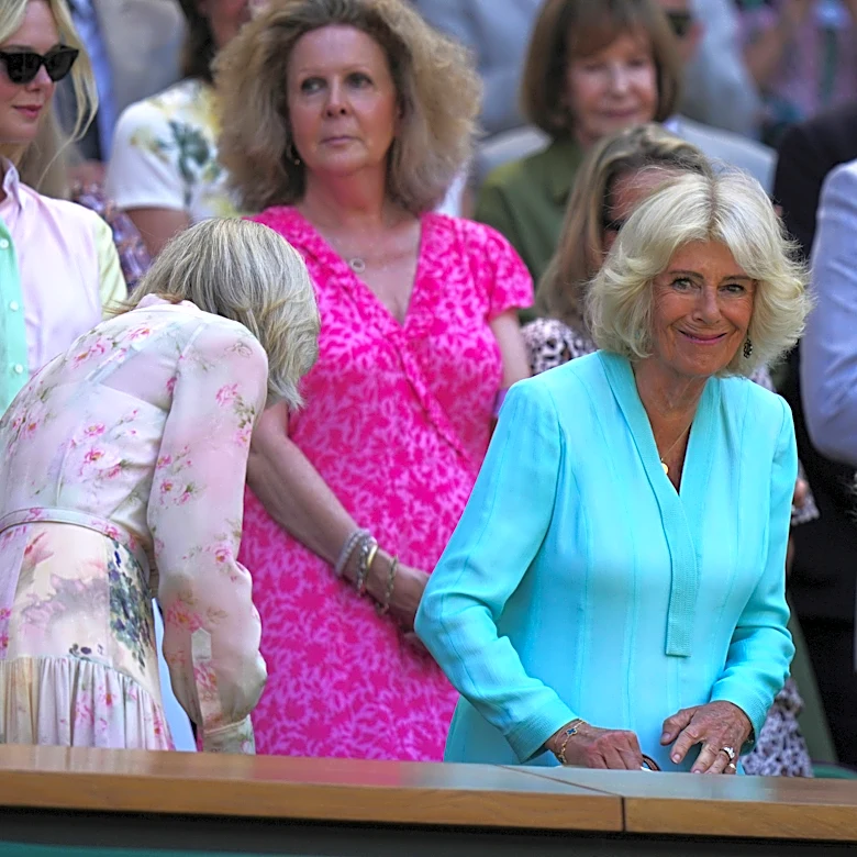 Queen Camilla visits Wimbledon and is joined by actor who played her husband