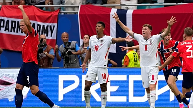England scores in World Cup match with Norway after ball appears to hit camera cable over field