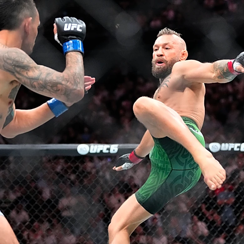 Conor McGregor suffers early knee injury in return, loses to Max Holloway at UFC 329