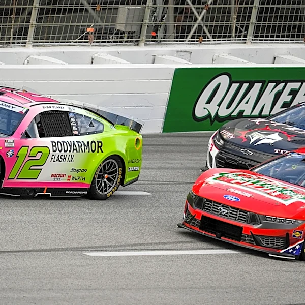 Ryan Blaney wins 3-wide battle on final lap of overtime in NASCAR Cup race in Atlanta