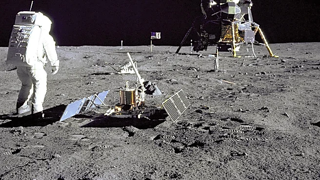 Far above the Earth, NASA's Apollo lunar lander put astronauts on the moon