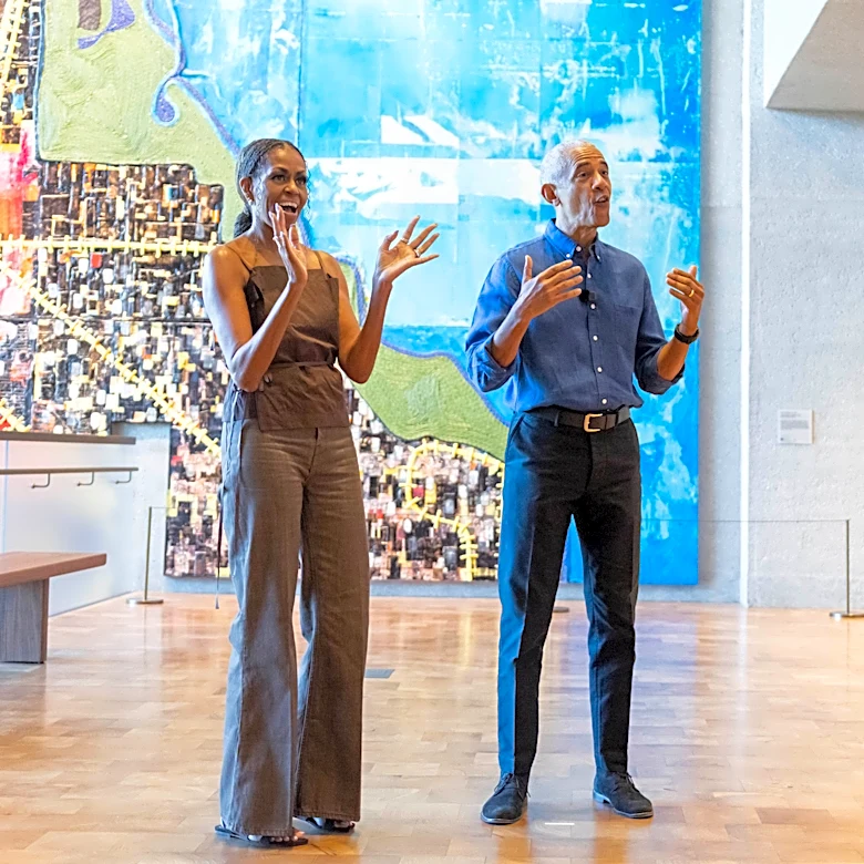 Former President Barack Obama surprises WNBA All-Stars at their practice at his Presidential Center