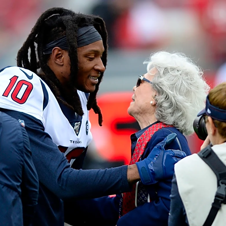 DeAndre Hopkins is with the Patriots at training camp, shadowing coaches and other staff