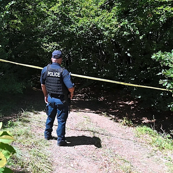 Forensic teams search a suspected mass grave from the Kosovo war