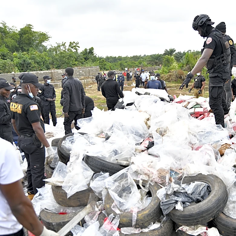 Liberian authorities burn $336 million in cocaine as senior police officials are implicated