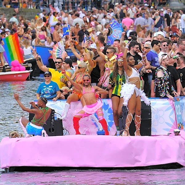 Hundreds of thousands line Amsterdam canals for the annual Pride boat parade