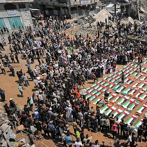 Palestinians hold mass funeral for 112 bodies finally recovered from a 2023 Gaza strike