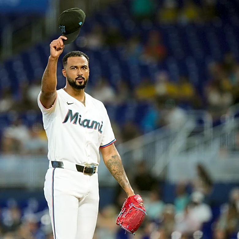 Alcantara becomes Marlins' career leader in innings pitched in a 7-0 victory over the Angels