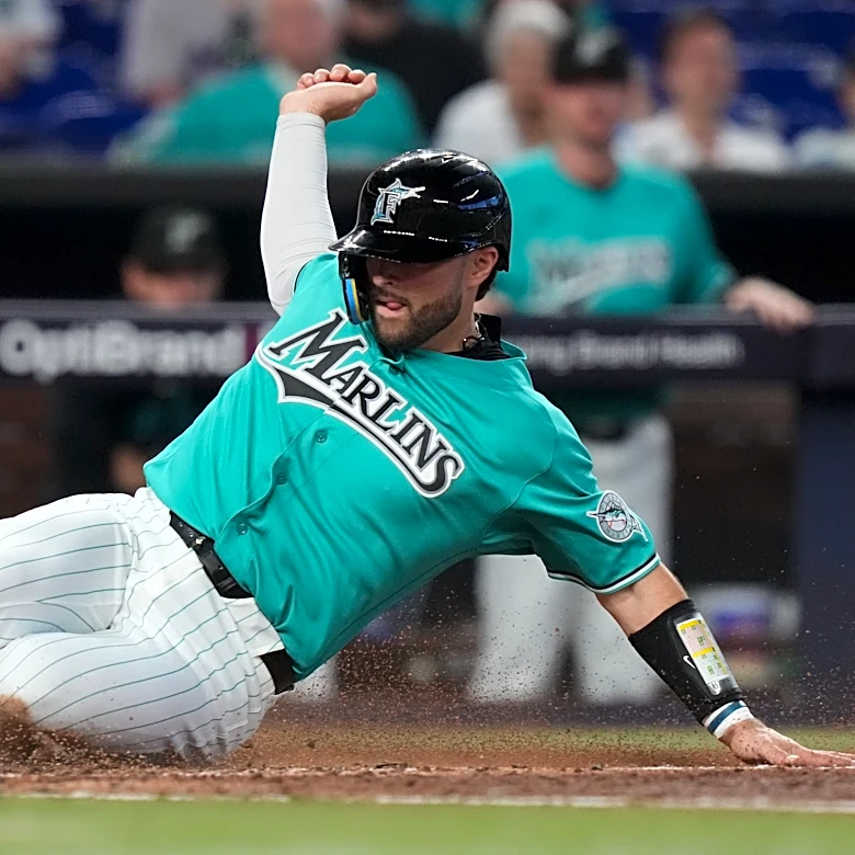 Stowers has 2 hits and 2 RBIs, then leaves with hamstring discomfort as Marlins beat Angels 12-3