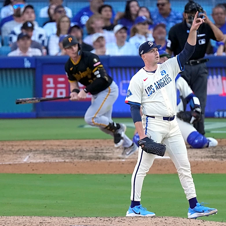 Skubal fans 11 for his first Dodgers win as Los Angeles rallies past the Pirates, 4-3