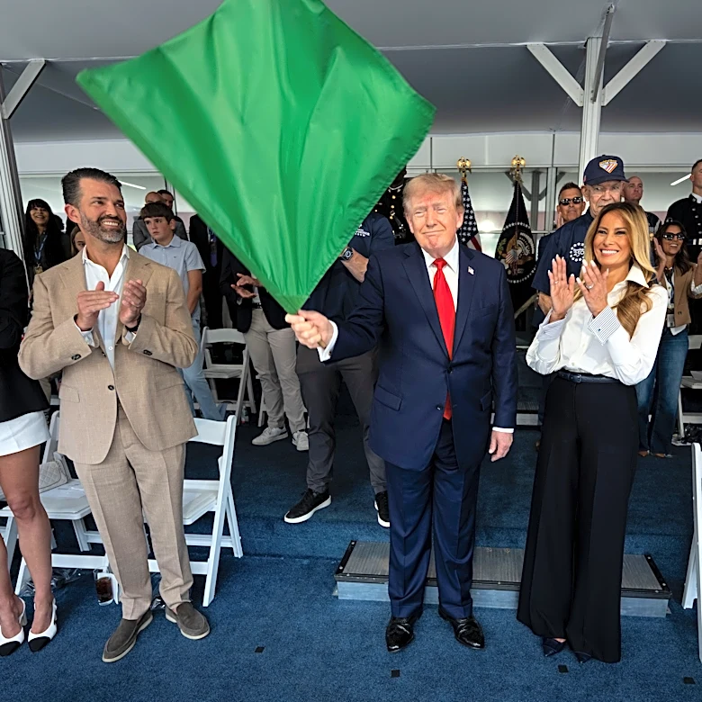 Trump waves the green flag to start the IndyCar race as drivers zoom through Washington's streets