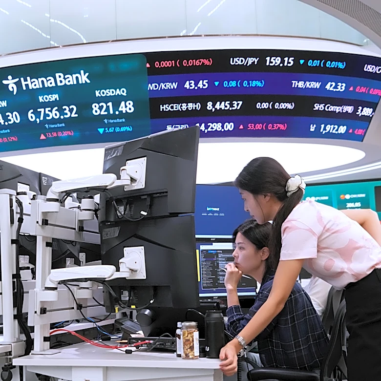 Global shares mostly rise as oil prices fall and hope grows for AI
