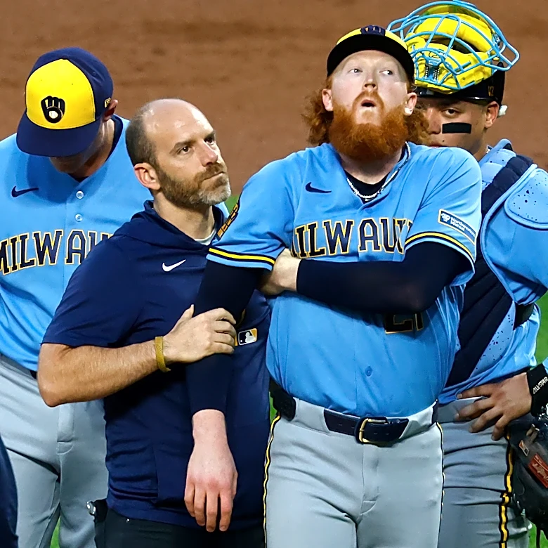 Brewers starter Dustin May hit by line drive and leaves game after 1 pitch against Mets