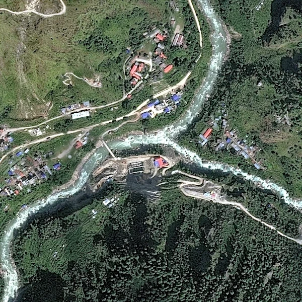 Satellite images reveal bedrock and glacier collapsed on the Nepal-Tibet border, then rivers flooded