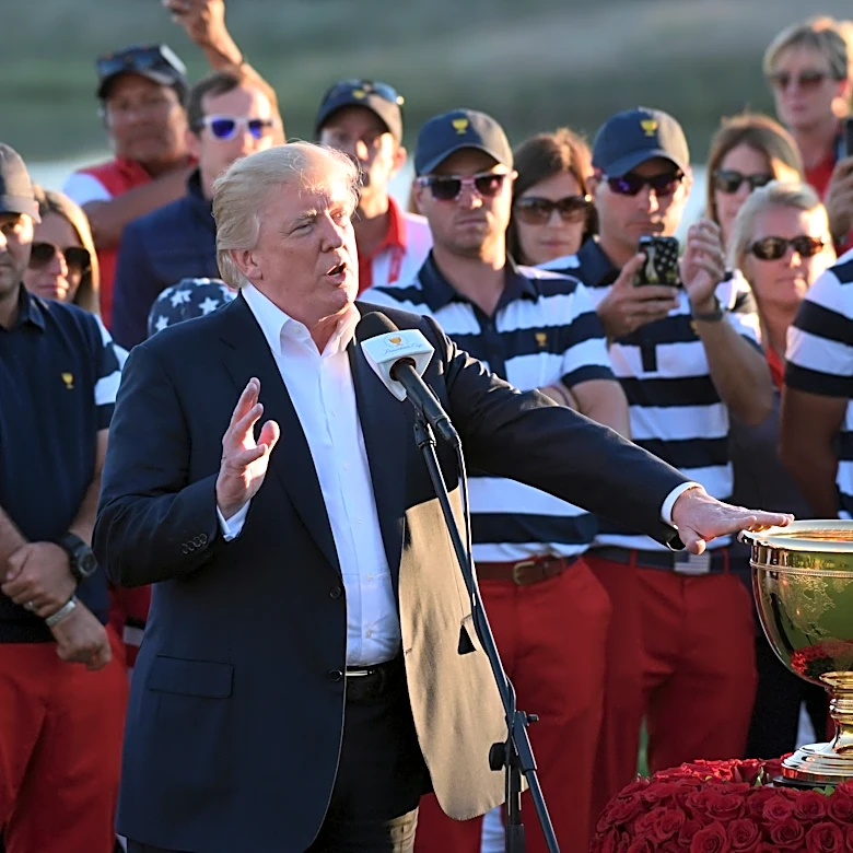 Trump says he'll be at the Presidents Cup at Medinah as the honorary chairman