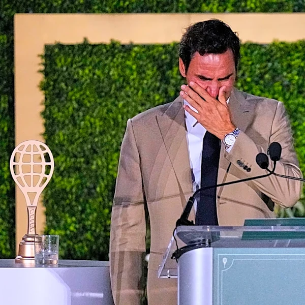 Roger Federer brought to tears during his induction into International Tennis Hall of Fame