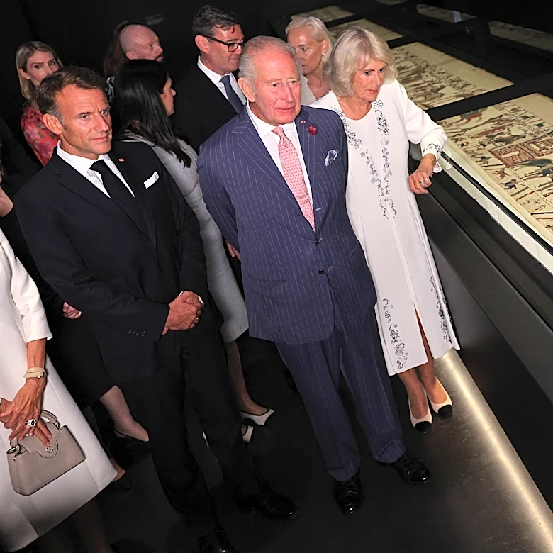 French leader Macron joins King Charles III and UK leader Burnham to see Bayeux Tapestry in London