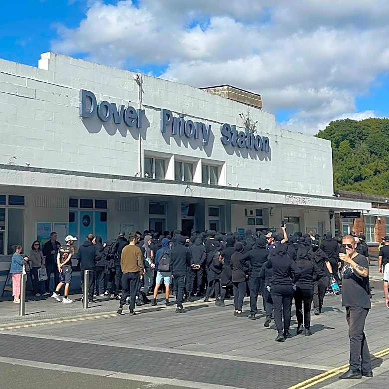 Masked men block roads into Dover port in England in apparent anti-immigrant protest