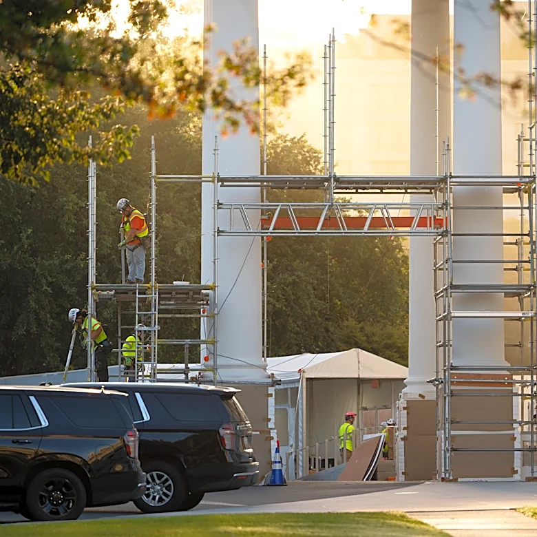 Trump's White House North Portico project nears completion with shroud and scaffolding taken down