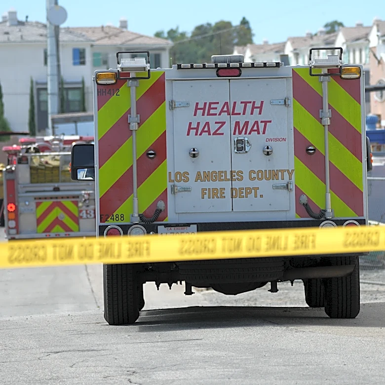 Southern California authorities respond to a leak of an unknown chemical from a tank