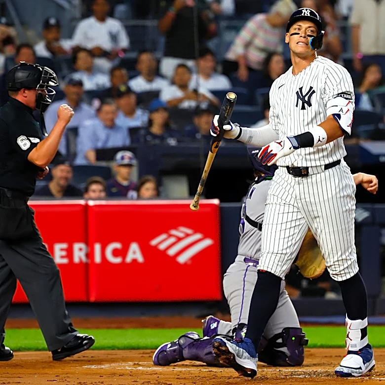 Aaron Judge goes 0 for 3 with 2 Ks in return to Yankees after 99-day absence caused by broken rib