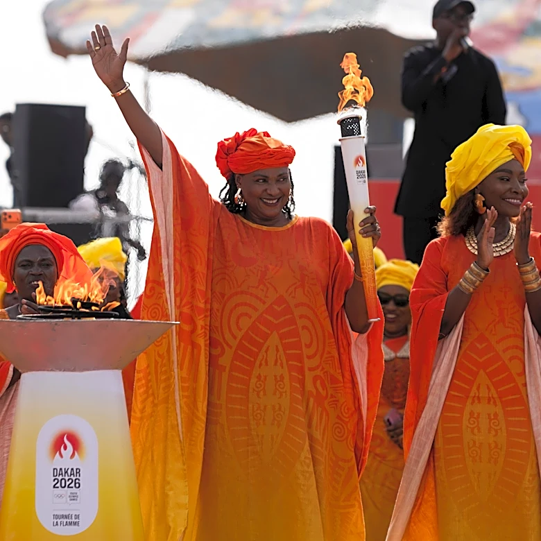 Olympic flame arrives in Senegal for the first Olympic event to be held in Africa