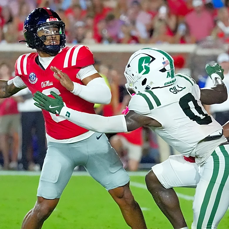 No. 9 Ole Miss rolls past Charlotte 41-9 behind Trinidad Chambliss’ 2 TD passes