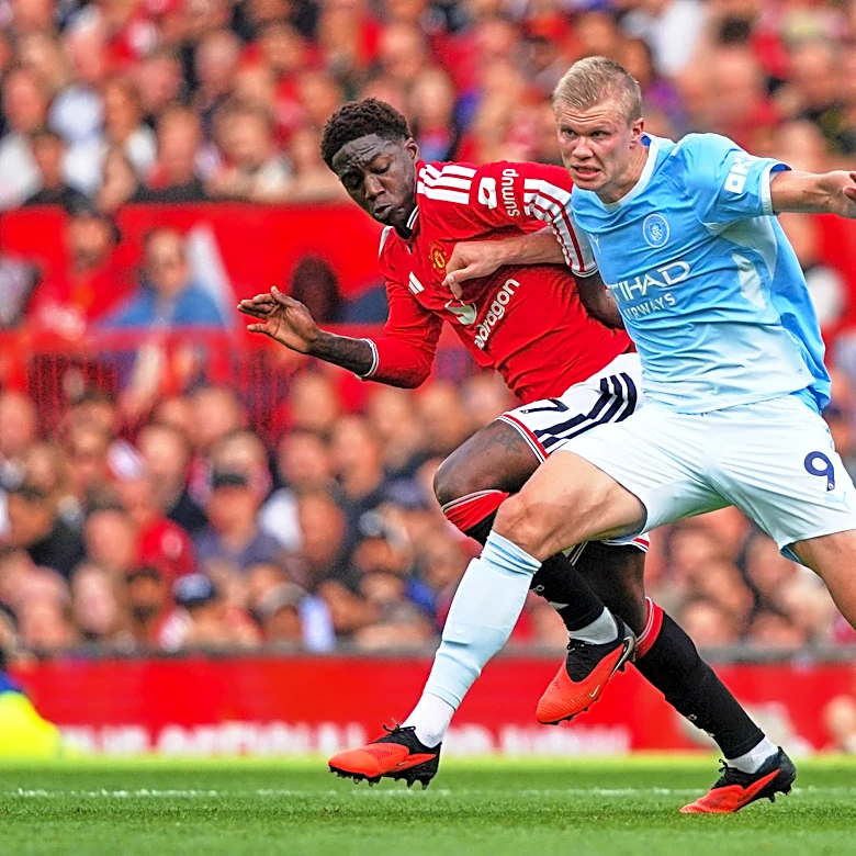 Haaland's disputed goal wins Manchester derby for 10-man City against United