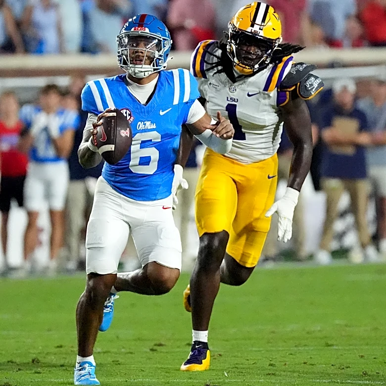 Trinidad Chambliss leads No. 8 Mississippi past No. 7 LSU 32-24 in Lane Kiffin's return to Ole Miss