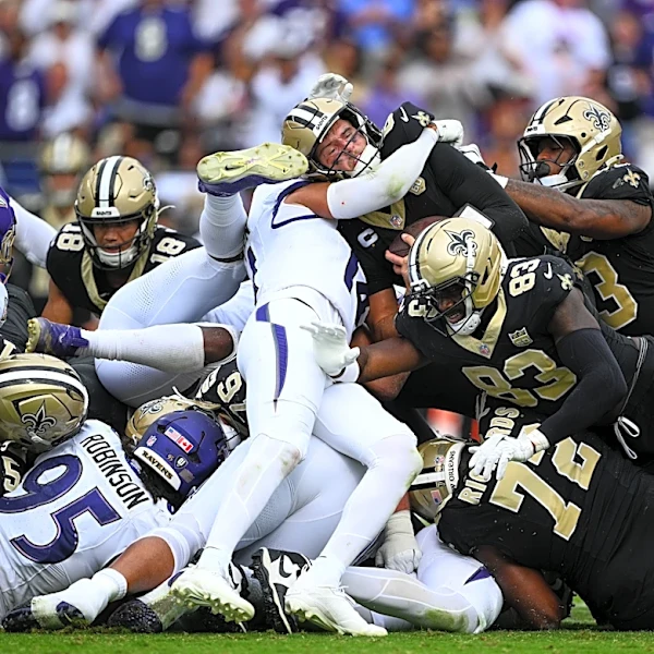 Tyler Shough and the Saints produce two big drives at the end to topple the Ravens 24-17