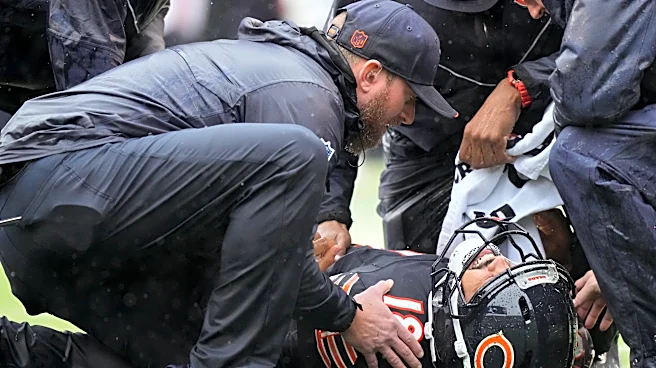 Bears quarterback Caleb Williams carted off with a right hamstring injury