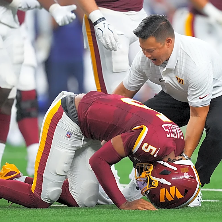 Commanders QB Jayden Daniels dislocates his left elbow for the second time in less than a year