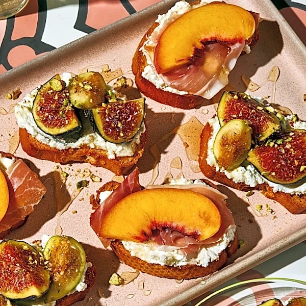 There's no strict recipe for Stef Ferrari's seasonal fruit crostini with ricotta