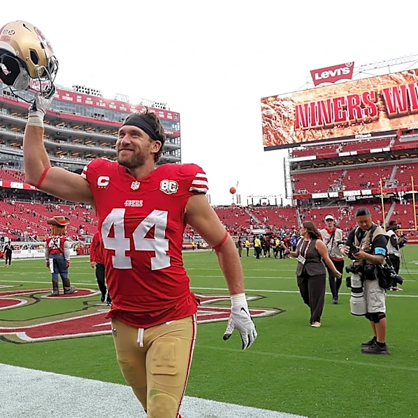Kyle Juszczyk gets fined for chugging celebration that NFL says was beer and he says was juice