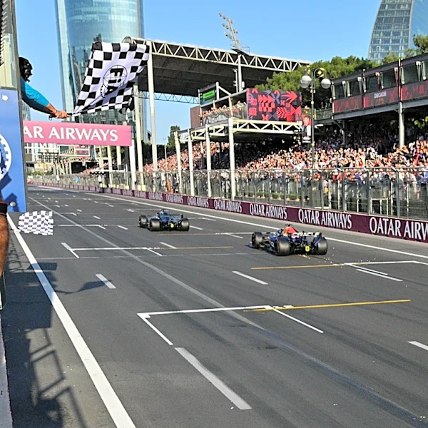 George Russell wins in Azerbaijan to trim Antonelli's F1 lead as Norris crashes out