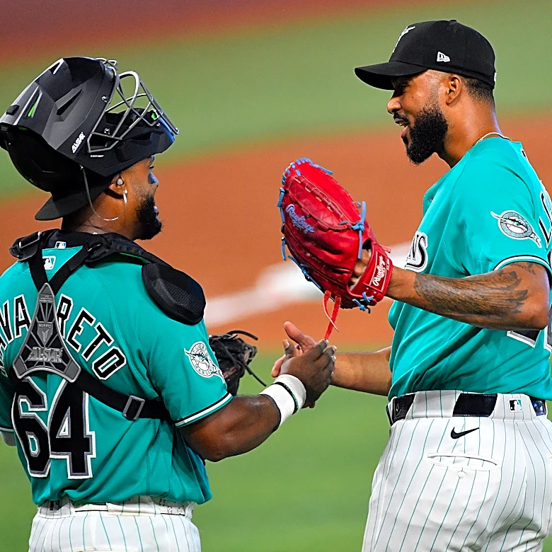 Alcantara gets another save, Hernández, Conine homer as Marlins beat playoff-bound Braves 5-3