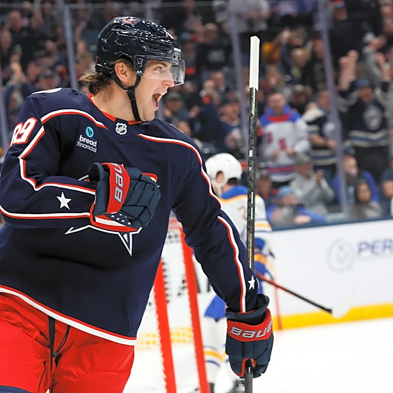 Knies has 2 goals and an assist in Columbus debut as Blue Jackets beat Sabres 6-3