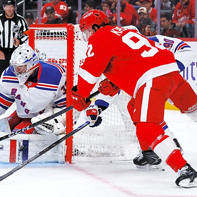 Dylan Garand makes 23 saves for 1st career shutout as Rangers beat Red Wings 2-0