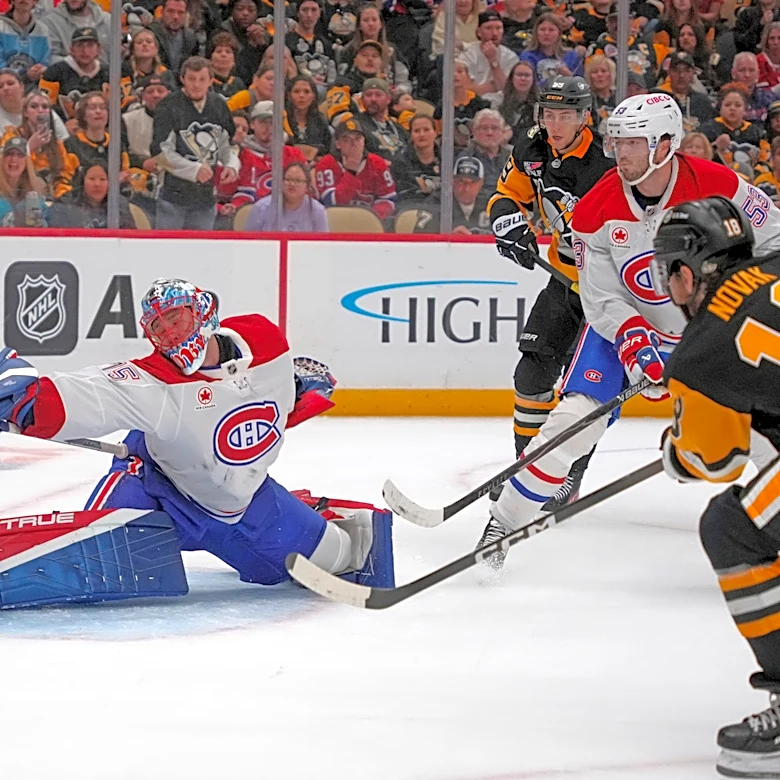 Novak scores 2 goals, including OT winner, to help the Penguins beat the Canadiens 6-5