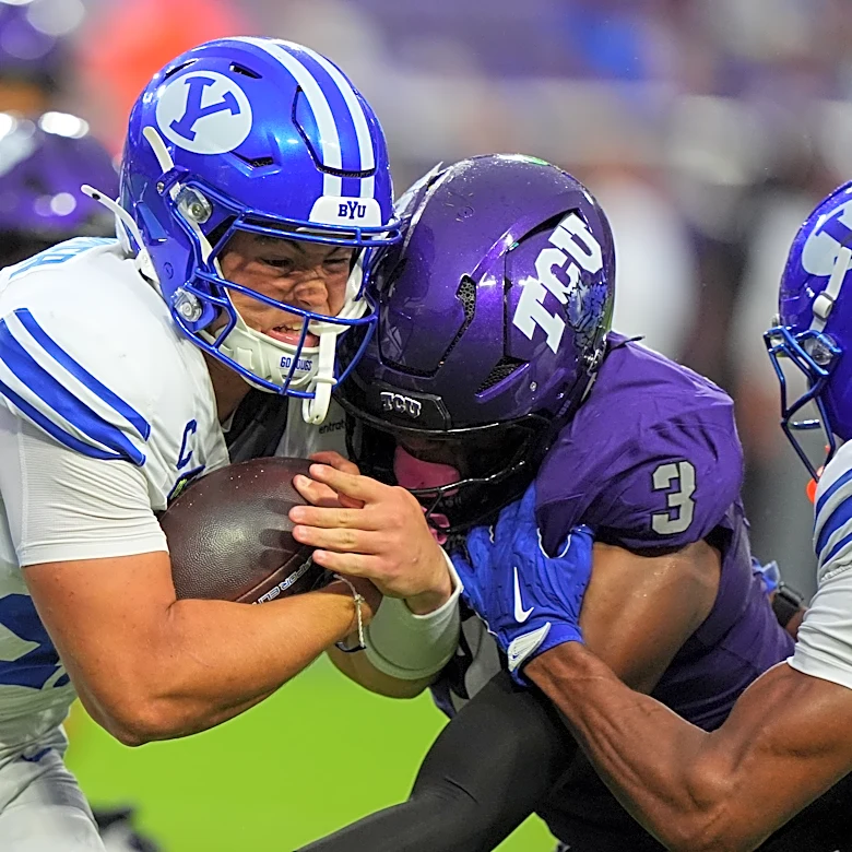 Bear Bachmeier runs for 2 TDs as No. 10 BYU overcomes loss of LJ Martin to beat TCU 17-10